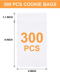 300 Pcs Self Adhesive Cookie Bags, 4X6 Inches Self Sealing Cellophane Bags, Clea
