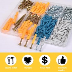 Drywall Anchors and Screws Assortment Kit 280PCS, 140 Plastic Wall Anchors and 1