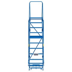 Global Industrial 10 Step Steel Rolling Ladder with 24″W Perforated Step Blue