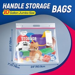 10 Gallon Jumbo Zipper Lock Bags XL Reusable Storage BPA-Free 3.15-Mil