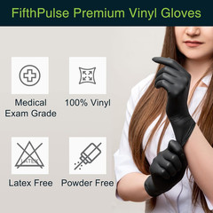 Black Vinyl Disposable Gloves – Powder and Latex Free Medical Exam G