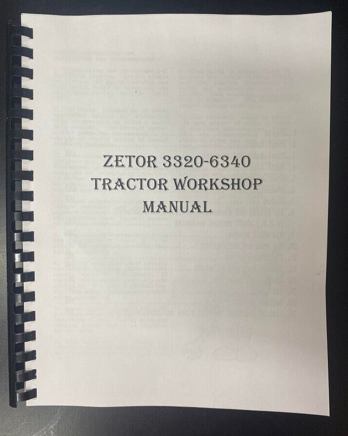 Tractor Service Manual Fits Zetor Tractor 3320 – 4340 Workshop Manual -3340 4320