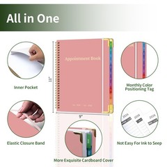 Appointment Book 2026 with Colorful Tabs ,Hardcover Weekly & Monthly Appointment