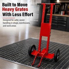 Grate Lifter Trolley Heavy Duty Floor Grate Removal Tool with 8″ Air Wheels