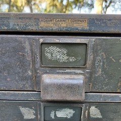 Vintage Hobart Industrial Steel Metal Parts Cabinet Machinist 27-Drawer Green