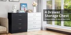 LEADZM 4 Drawers Dresser, Dresser Chest of Drawers for Home Office