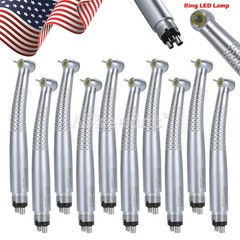 1-10*Dental Shadowless Ring LED High Speed Handpiece 5 Water Spary 4Hole Ceramic