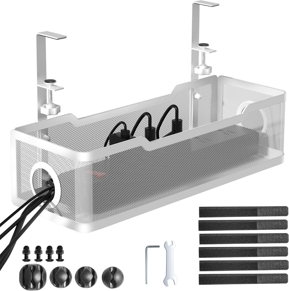 Under Desk Cable Management Tray White, Cinati Wire Organizers No Drill, Cable T