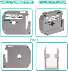 4-Pk/Pack Label Tape for Brother P-Touch eqv M231 M-K231 MK231 12mm Black/White