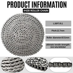 30ft Roller Chain for Gate Openers – Carbon Steel, 2 Connect Links, Electric Sli