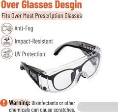 Contemporary Over Glasses Safety Goggles with Anti-Fog Lens – Lightweight Fit