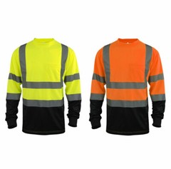 Hi Vis ANSI Class 3 Reflective Tape Safety Work Shirt Black Front Bottom Tshirts