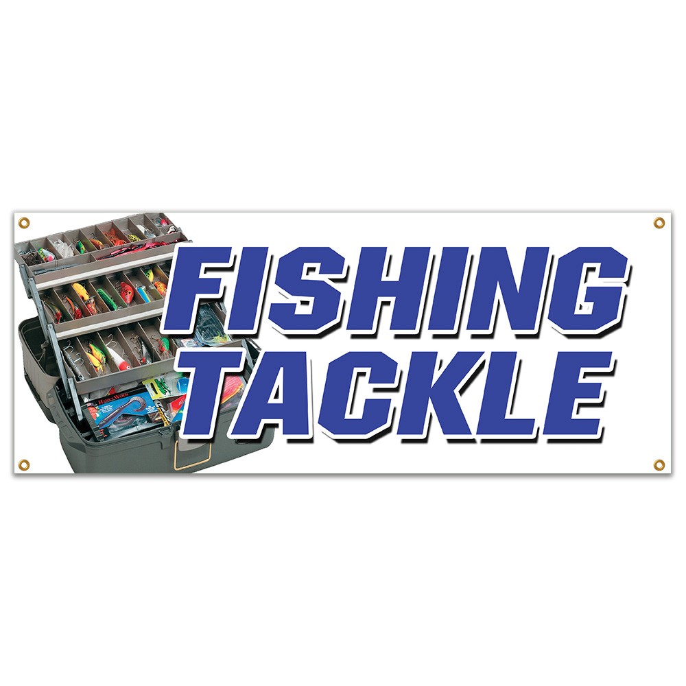 FISHING TACKLE BANNER SIGN fish rods reels rentals sale hooks boats