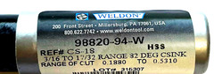 WELDON CS-18 3/16″ TO 17/32″ RANGE 82 DEG ZERO FLUTE COUNTERSINK – USA