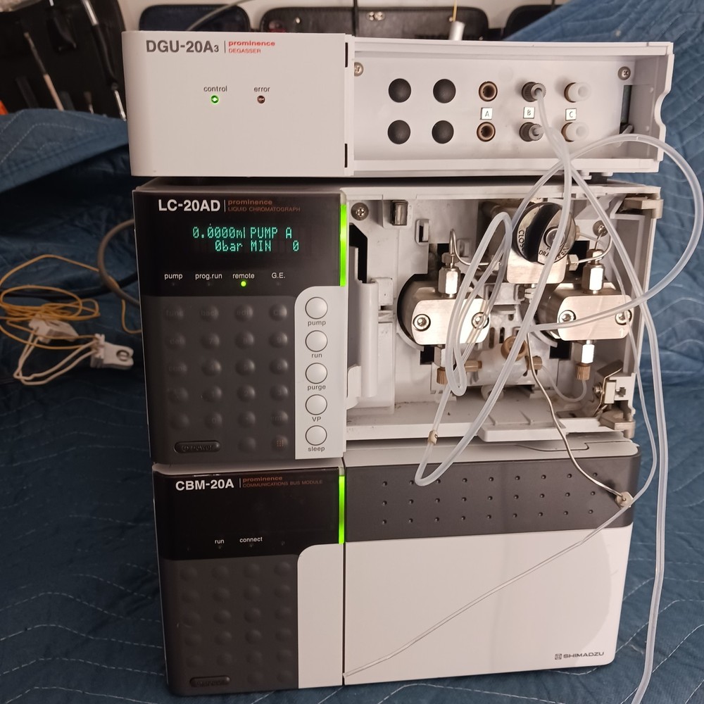 Shimadzu Prominence LC CBM-20A, LC-20AD, and Degasser
