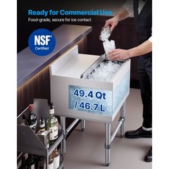 Uimoso 49.4 Qt Commercial Ice Bin 18 x 18 in Underbar Ice Bin with Sliding Cover