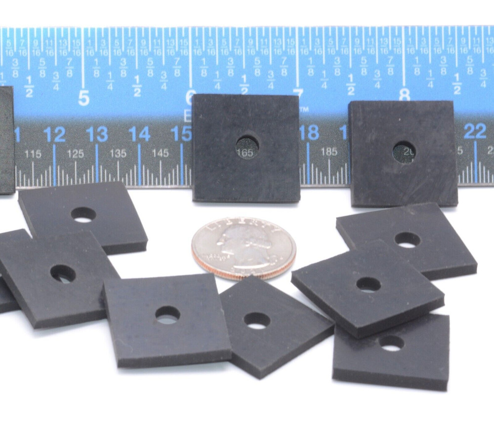 1in Square x 1/8in Rubber Pads w 5/16in Hole Fabrication Spacers Shop Industrial