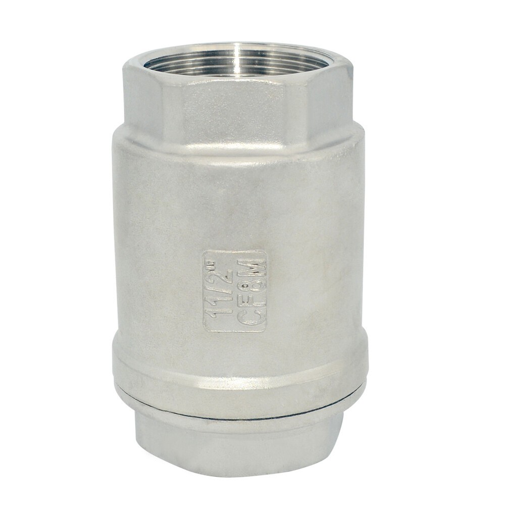 1.5″ 1-1/2 inch Spring Loaded In-line NPT Threaded Check Valve Stainless Steel