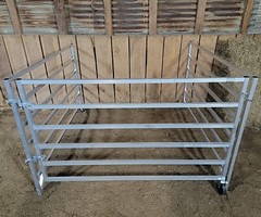 ALUMINUM 5 FT X 5 FT 6 RAIL 40″ TALL WALL-MOUNTED SHEEP & GOAT STALL KIT PEN