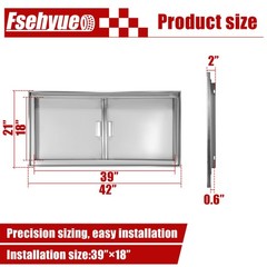 42W x 21H Inch Stainless Steel Outdoor Kitchen Access Door Double