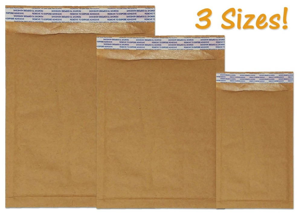 Brown Kraft 4×8, 6×10, 8×12 Padded Shipping Bubble Mailers Envelopes Combo Pack!