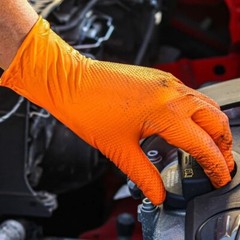 Heavy Duty Nitrile Gloves 8Mil – Textured Orange Mechanic Work Gloves