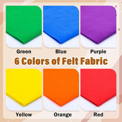 6 Rolls 12″X35″ 1.4Mm Thick Soft Felt Fabric Sheet 6 Assorted Classic Series Col