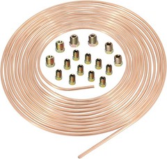 25 Ft. 3/16 OD Copper Nickel Brake Line Tubing Coil and Fitting Kit, 25 Ft of 3/