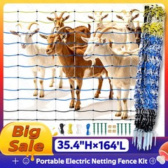 Durable&Highly Visible Blue Electric Fence Netting for Goats,Hogs,35.4″Hx164’L