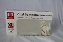 3 Boxes Basic Vinyl Synmax Exam Gloves 100 Ea Box XL VGPF3004