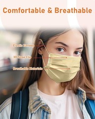 100 Pack Disposable 4 Ply Face Masks – ASTM Level 3 Protection, Beige