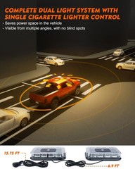 72 LED Magnetic Mount Roof Top Strobe Warning Light 2-in-1 Flash Beacon Light
