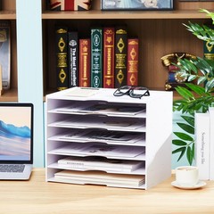7 Tier Scrapbook Paper Trays Organizer 14.2×10.2×11.8 Inch Stackable File Desk