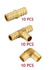 EFIELD 30PCS 3/4″ PEX Crimp Brass Fittings Elbow, Coupling, Tee(10/Each),No Lead