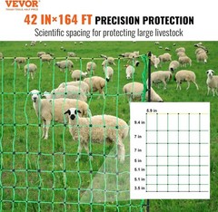 42″H x 164″L Electric Fence Netting – Durable PE Fencing for Livestock Safety