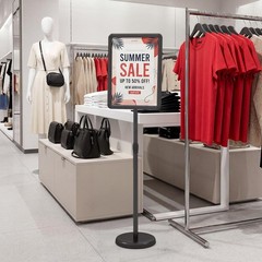 2PCS Sign Holder Stand 11 x 17 Inch w/Snap-Open Frame & 360° Rotation for Malls