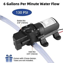 2Pcs 130PSI High Pressure RV Water Pump Diaphragm DC 12V Self-Priming 72W