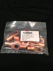 (10) 4 Gauge Copper Ring Terminals 3/8″ WHITE/RED Heat Shrink Tubing LUGS