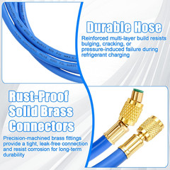 AC Recharge Kit with Gauge, R410A R134A R22 Refrigerant Charging Hose Kit, 59″ H