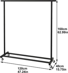 Metal Clothing Rack Adjustable Freestanding Garment Organizer with Wheels Black