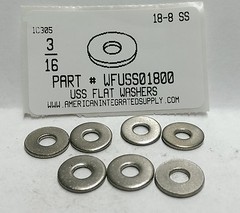 3/16 USS Flat Washers 18-8 Stainless Steel 9/16″ OD. (300)