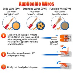 90Pcs For Wago 221 Lever Nuts Compact Splicing Wire Connectors – 2/3/5 Terminal