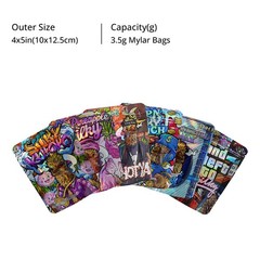 3.5g Mixed Pack Mylar Bags Smell Proof Airtight Food Zip Seal Foil Pouch 100pcs