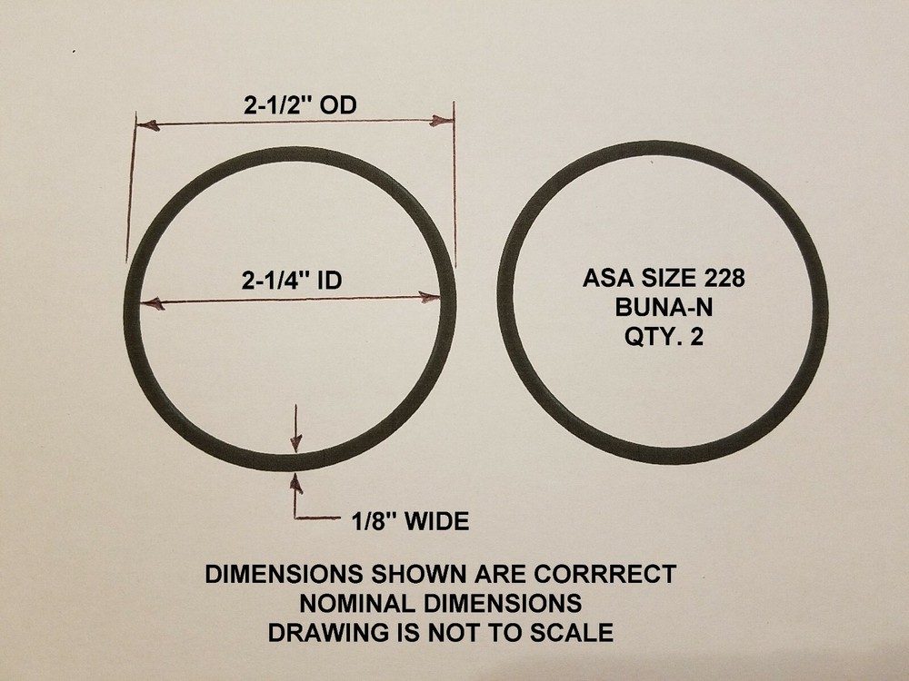 O-ring Size 228, 2-1/4″ ID x 2-1/2″ OD x 1/8″ thick. Buna-N. Qty 2. Brand New.