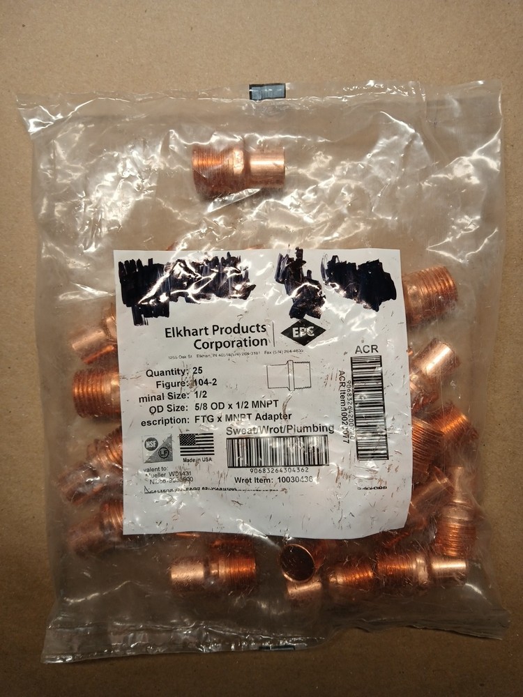 Elkhart Products 10030436 5/8″OD x 1/2 MNPT Pack Of 25 104-2