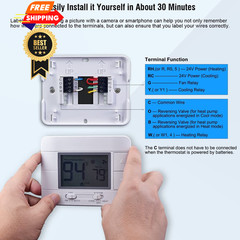Upgraded Digital Non-Programmable Thermostat for Home 1 Heat/1 Cool Blue