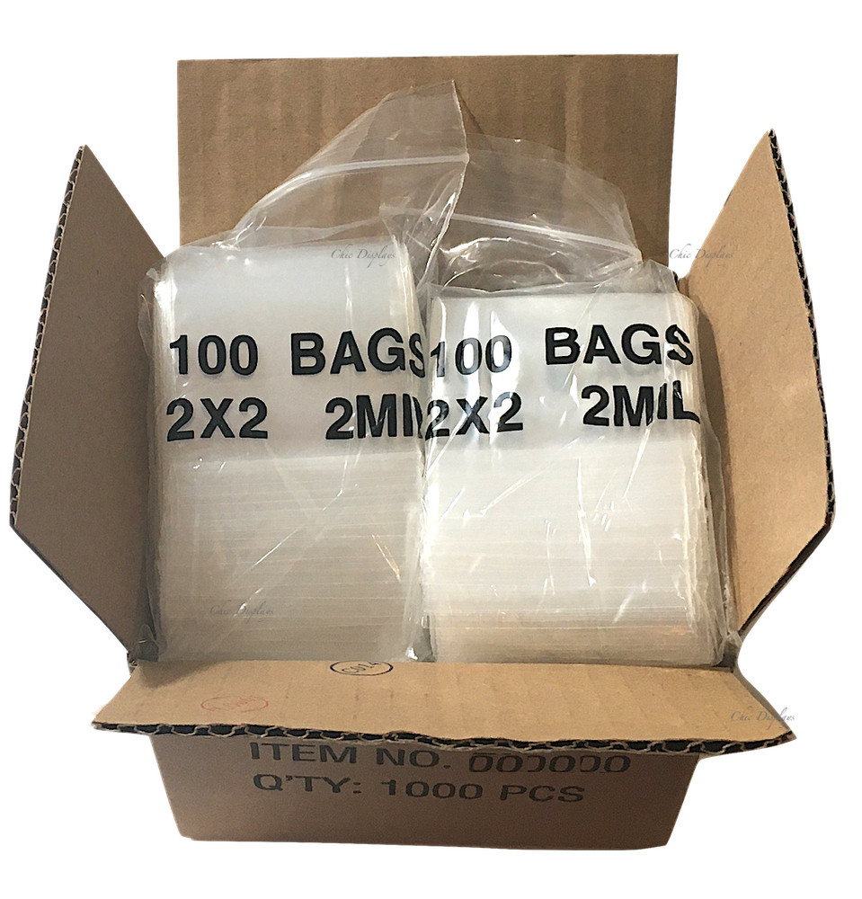 1000Pc Zip Bag Lots Zipper Bags Clear Reclosable Zip Bag 2-mil BULK Poly Bag 2×2