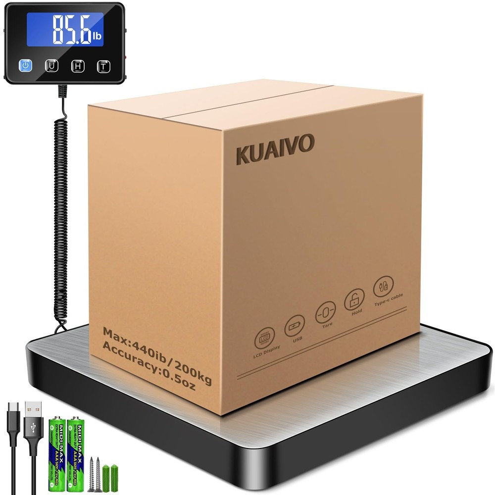 KUAIVO Shipping Scale, 440lb/0.35oz High Accurate Digital Postal Scale with H…