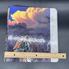 Vintage Three Ring Binder 1990s Lightning Clouds Waiting Tiger School Office