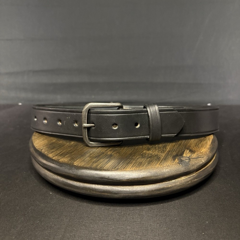 Boston Leather Off-Duty Belt Size 30″ Plain Black 1.5” w/ Chrome Buckle USA Made